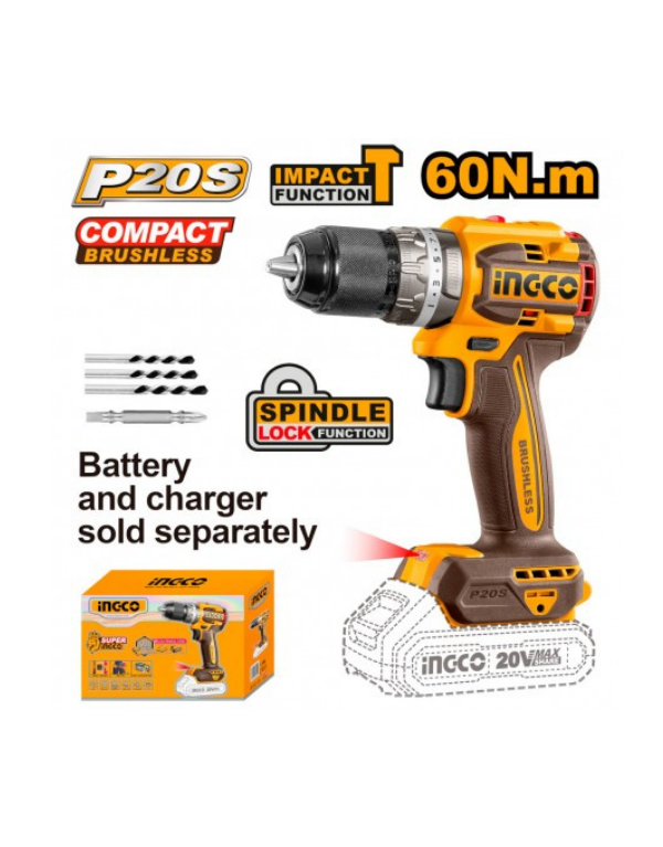 TRAPANO A PERCUSSIONE BRUSHLESS 60NM NUDO 20V